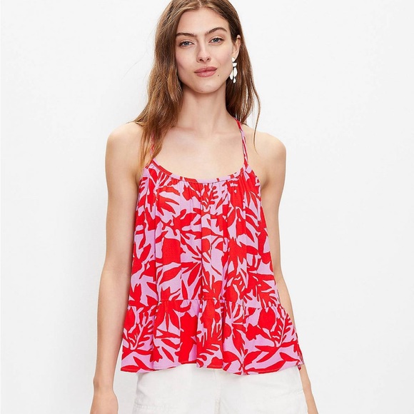 LOFT Tops - NEW Loft Tropic Shirred Peplum Cami Lilac Punch size XL